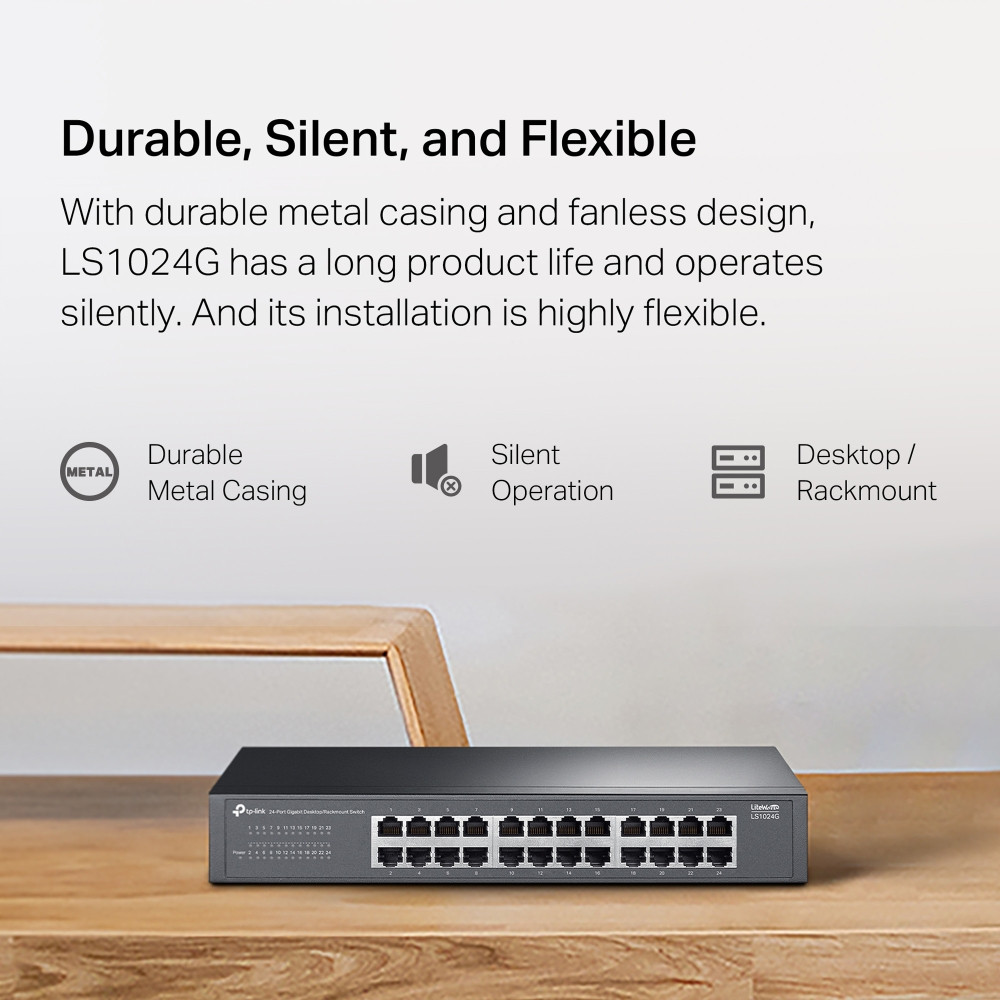 Мрежов комутатор TP-Link LS1024G, 24 порта Gigabit Ethernet - 10