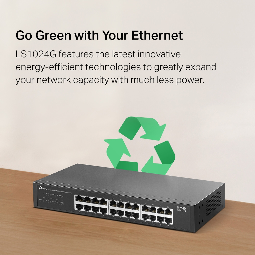 Мрежов комутатор TP-Link LS1024G, 24 порта Gigabit Ethernet - 11
