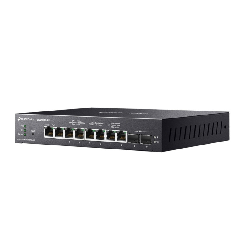 Интелигентен комутатор TP-Link Omada SG2210XMP-M2, 8 порта 2.5GBASE-T PoE+, 2 порта 10GE SFP+ - 1