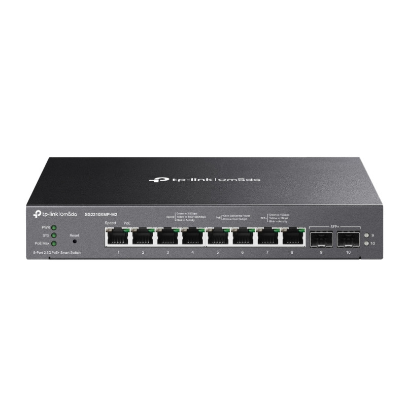 Интелигентен комутатор TP-Link Omada SG2210XMP-M2, 8 порта 2.5GBASE-T PoE+, 2 порта 10GE SFP+ - 3