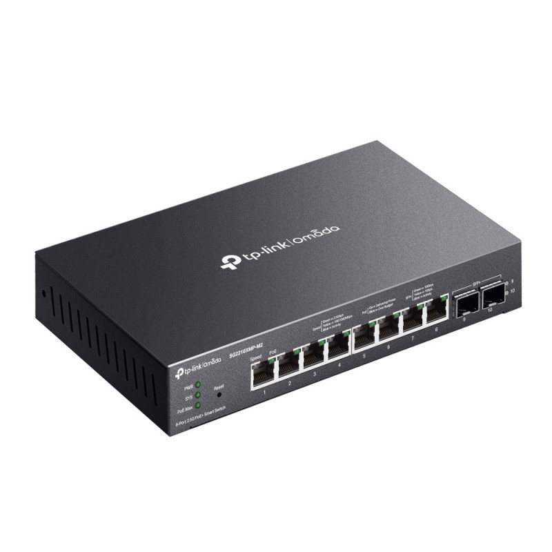 Интелигентен комутатор TP-Link Omada SG2210XMP-M2, 8 порта 2.5GBASE-T PoE+, 2 порта 10GE SFP+ - 4