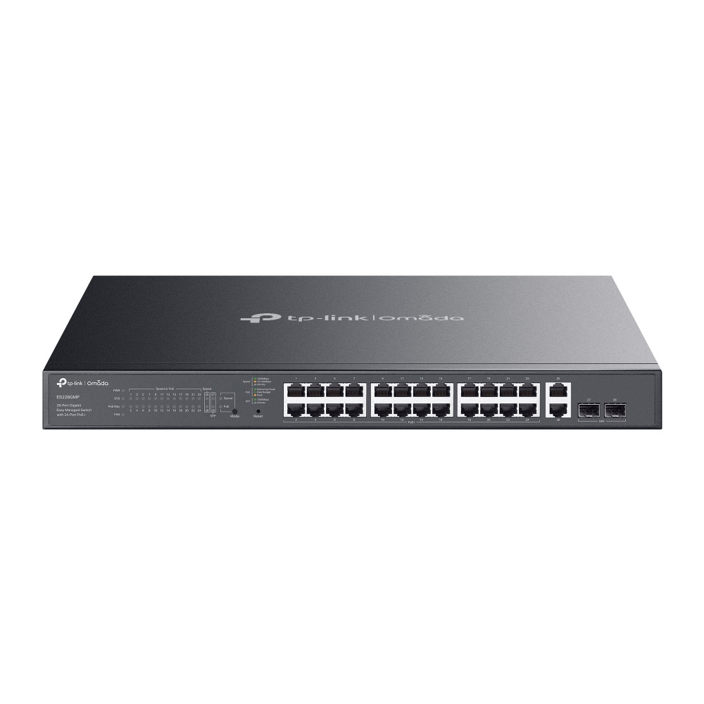 Мрежов комутатор TP-LINK Omada ES228GMP, 28 порта, 24× PoE+, Gigabit Ethernet - 1