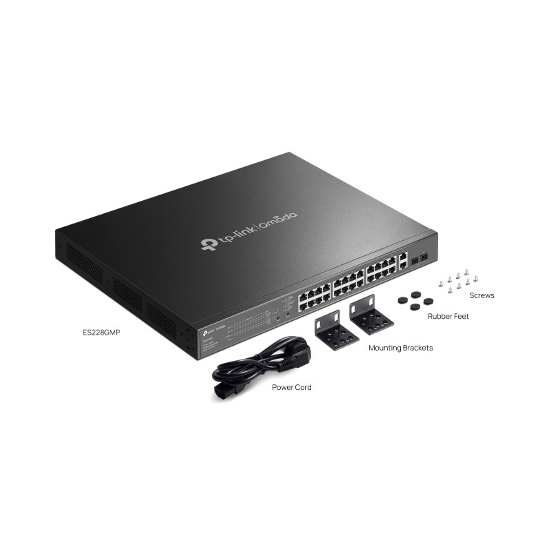 Мрежов комутатор TP-LINK Omada ES228GMP, 28 порта, 24× PoE+, Gigabit Ethernet - 3
