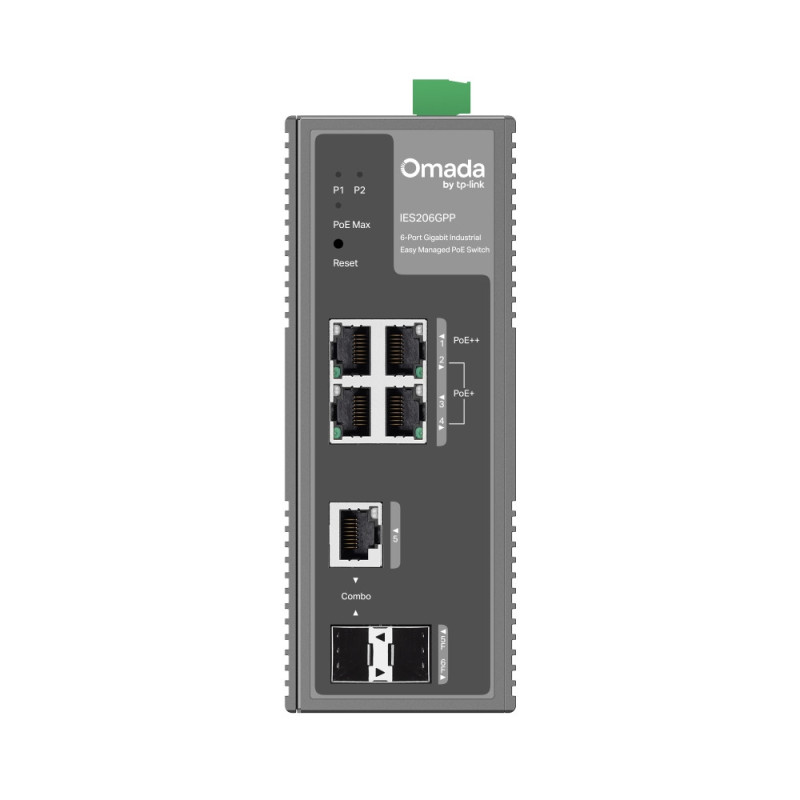 Индустриален управляем комутатор TP-Link Omada IES206GPP, 6 портов гигабитов, 3× PoE+ и 1× PoE++, DIN-rail монтаж - 2