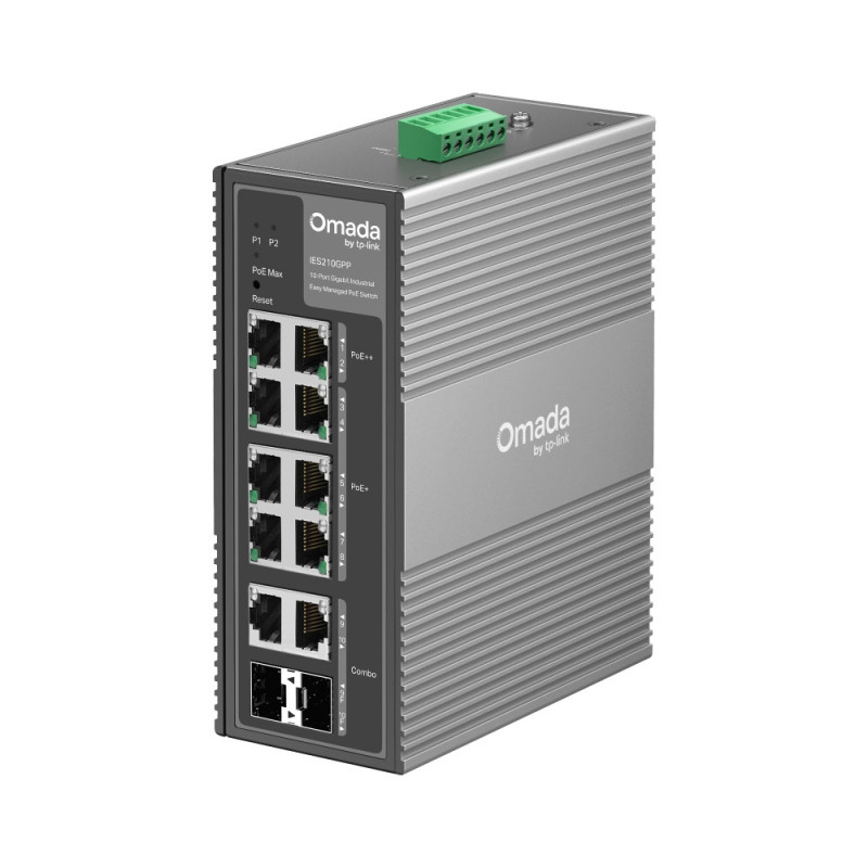 Мрежов комутатор TP-Link Omada IES210GPP, 10 портов Gigabit, 6 PoE+ и 2 PoE++ порта  - 1