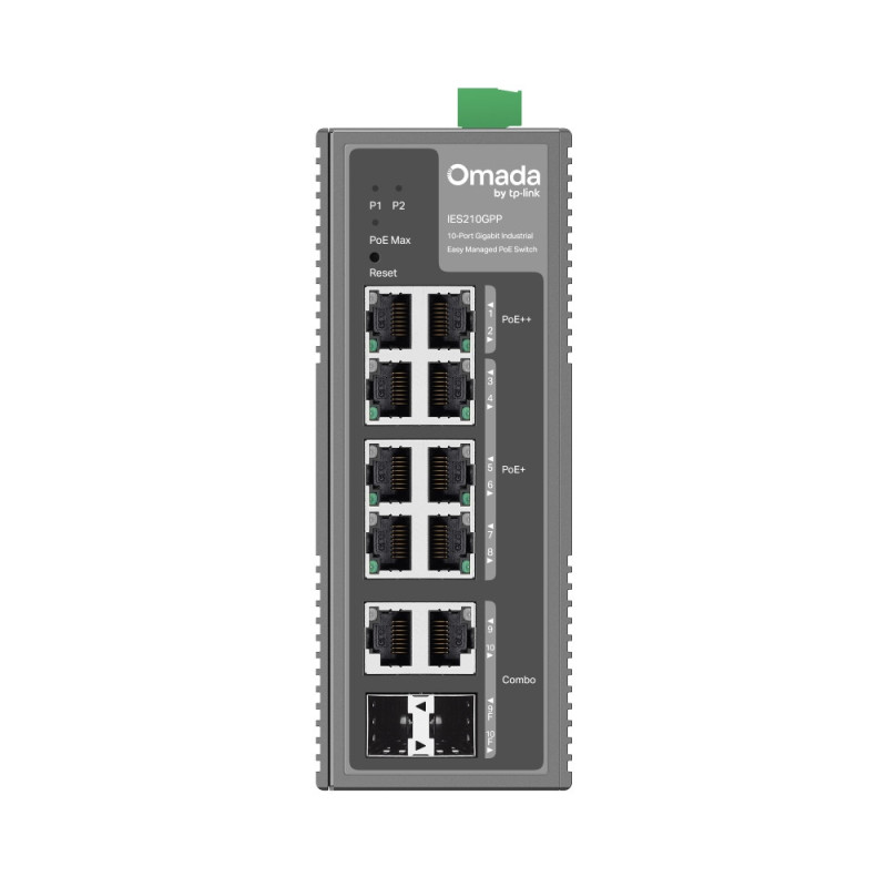 Мрежов комутатор TP-Link Omada IES210GPP, 10 портов Gigabit, 6 PoE+ и 2 PoE++ порта  - 2