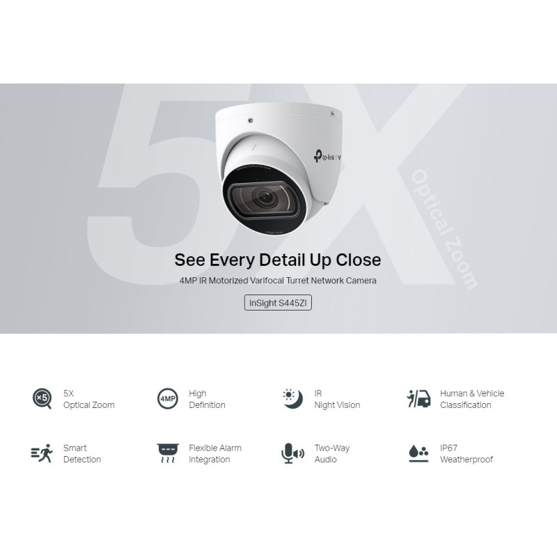 Мрежова камера TP-Link VIGI InSight S445ZI, 4MP IR моторизирана куполна Varifocal - 2