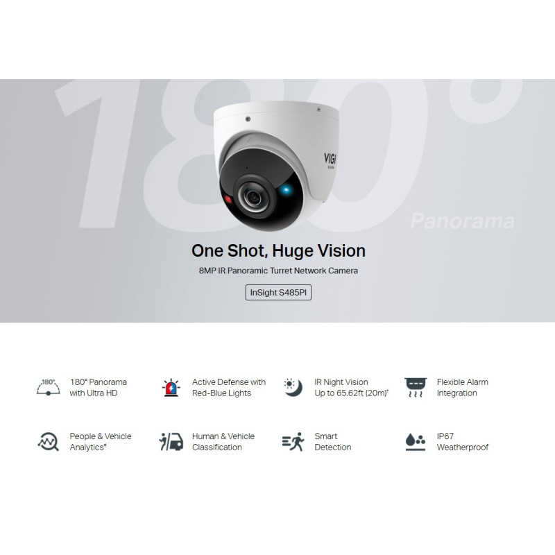 Мрежова камера TP-Link VIGI InSight S485PI, 8MP, IR нощно виждане, куполна, за външен монтаж - 2