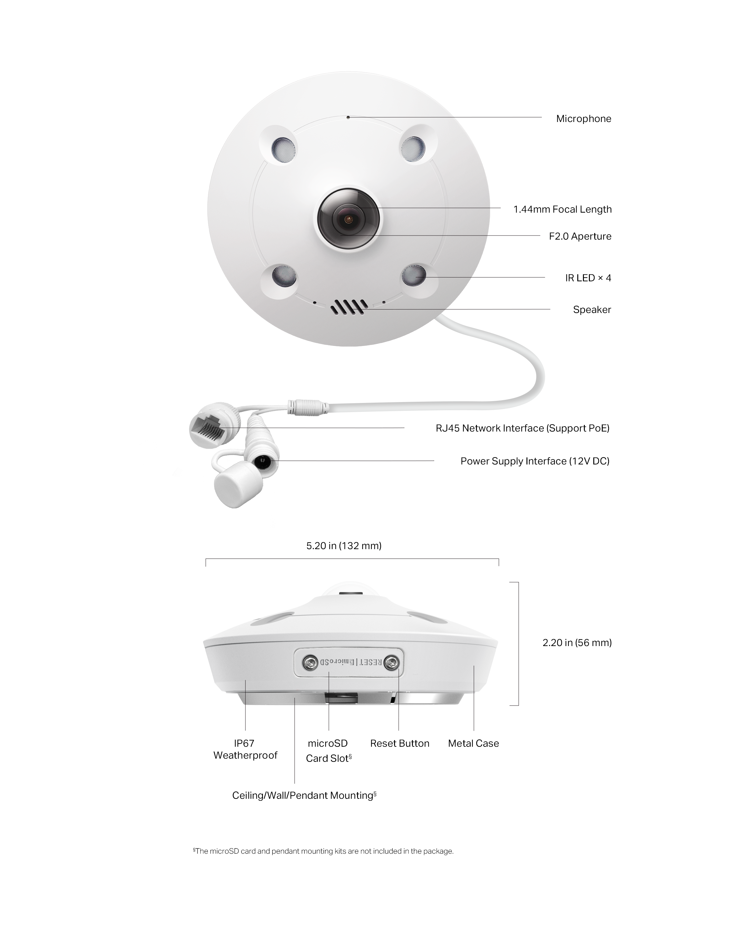 Мрежова камера TP-Link VIGI InSight S655I, 5MP Fisheye и fisheye обектив за 360° покритие без мъртви зони, IR Night Vision, MicroSD до 512GB - 4