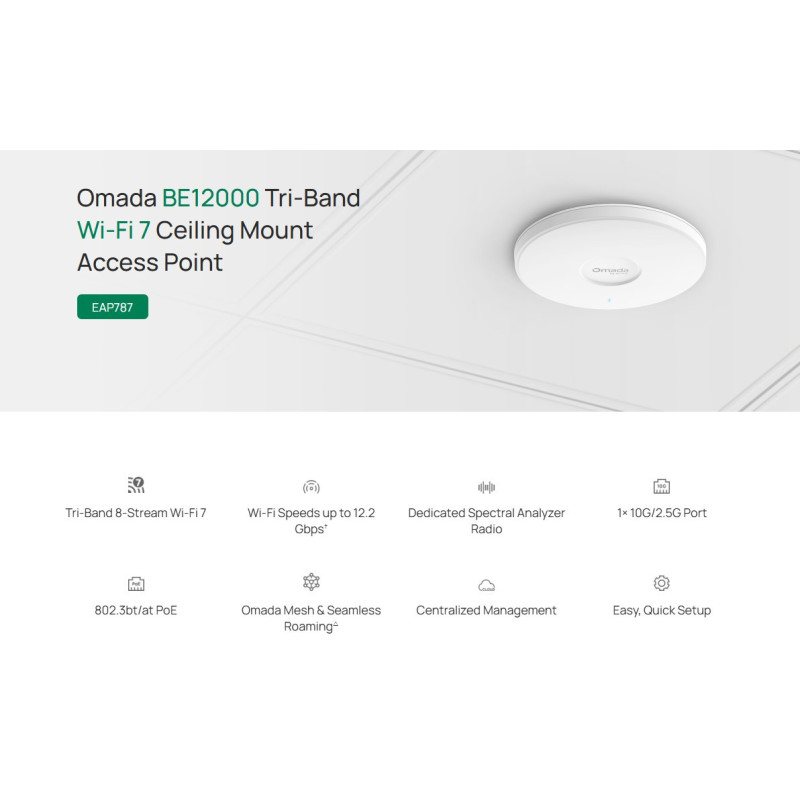 Точка за достъп TP-Link Omada EAP787, Wi-Fi 7 BE12000 трибандова - 2