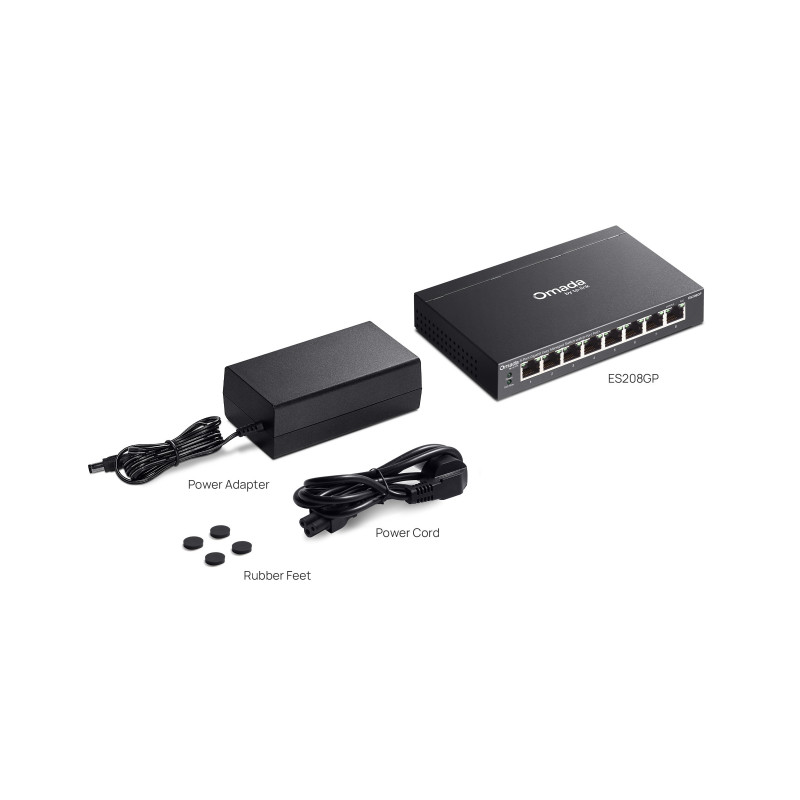 Мрежов комутатор TP-Link Omada ES208GP, 8× Gigabit PoE+ портa, Easy Managed - 4