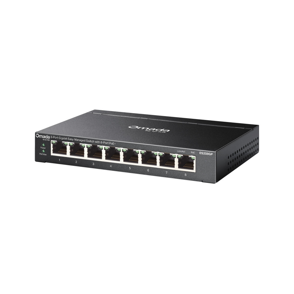 Мрежов комутатор TP-Link Omada ES208GP, 8× Gigabit PoE+ портa, Easy Managed - 9