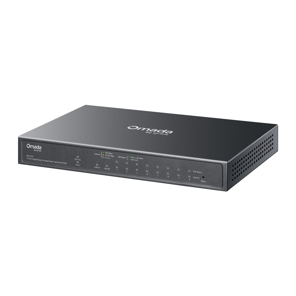 Мрежов комутатор TP-LINK Omada ES210GP, 10 портов Gigabit Easy Managed, 8× PoE+ - - 7