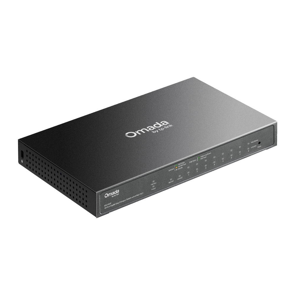 Мрежов комутатор TP-LINK Omada ES210GP, 10 портов Gigabit Easy Managed, 8× PoE+ - - 8