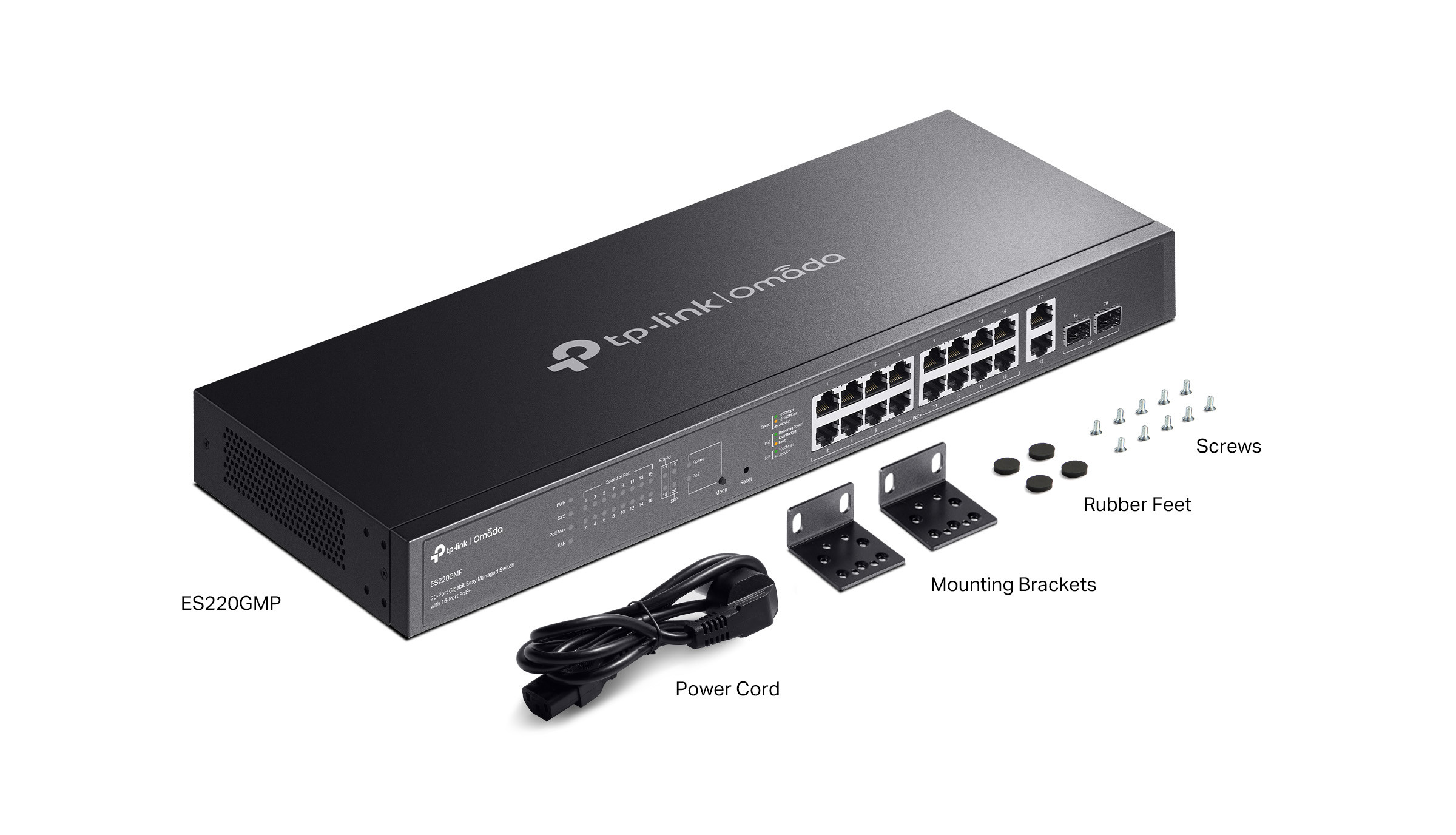 Мрежов комутатор TP-Link Omada ES220GMP, 20 порта Gigabit, 16 PoE+, управляем - 3