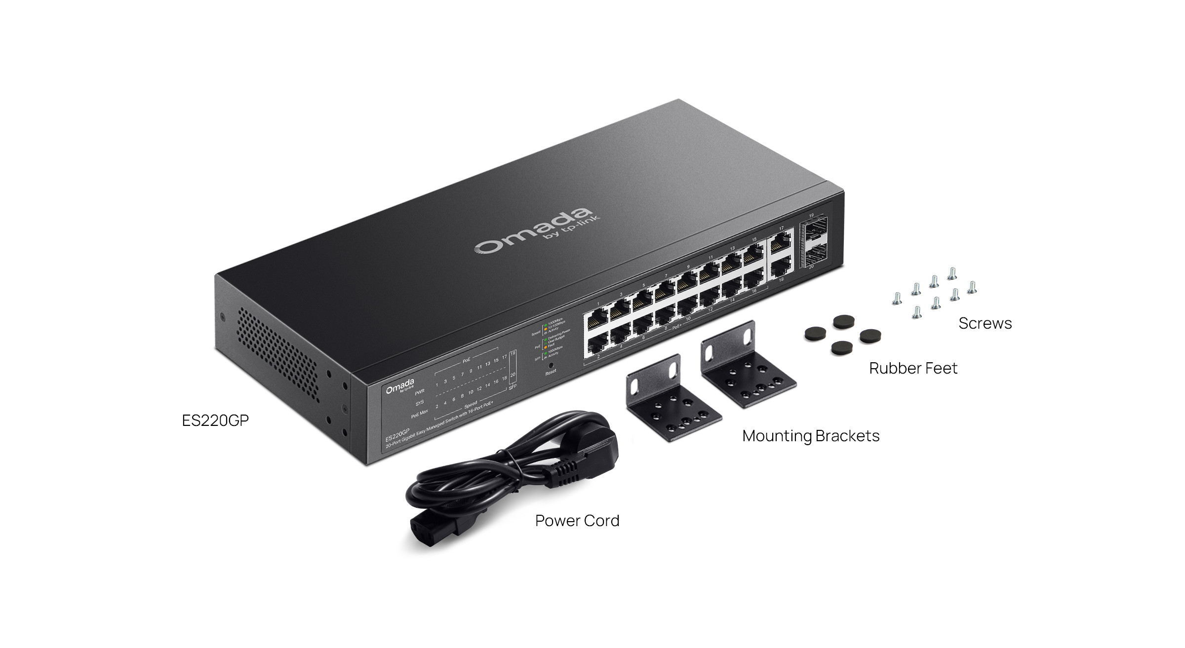 Мрежов комутатор TP-Link Omada ES220GP, 20 портов, 16 PoE+, гигабитов, управляем - 3