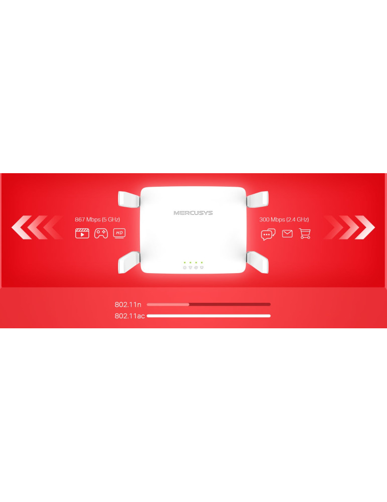 Безжичен рутер MERCUSYS AC10, AC1200 двулентов - 5