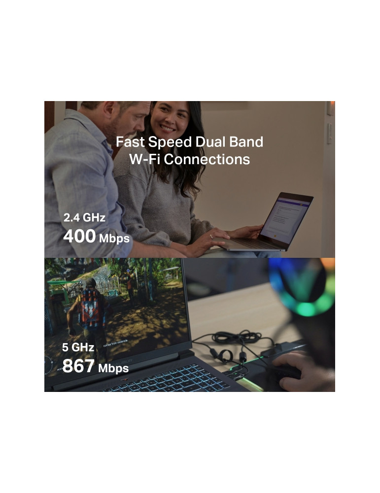 Безжичен адаптер Mercusys MA30N, AC1300 2-лентов, USB 2.0 - 3