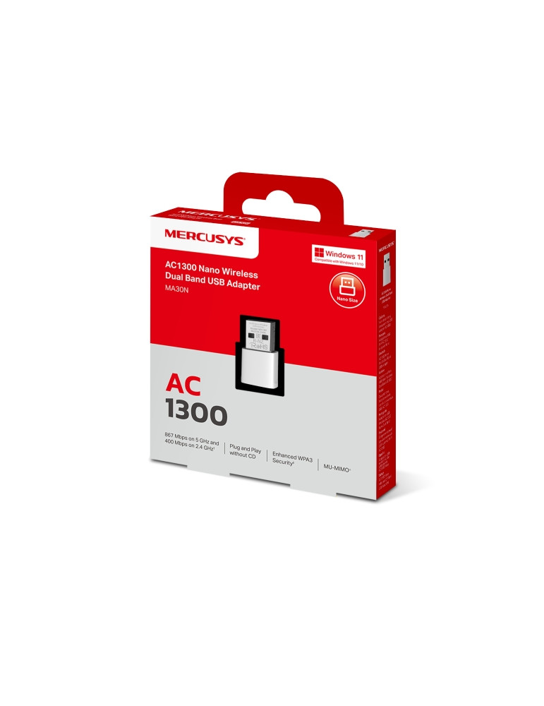 Безжичен адаптер Mercusys MA30N, AC1300 2-лентов, USB 2.0 - 8