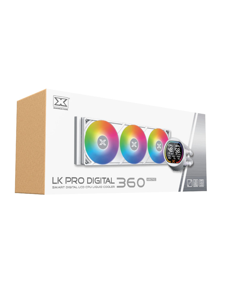Водно охлаждане за процесор Xigmatek LK Pro 360 Digital Arctic, 360mm, 2.7" LCD дисплей - EN47411 - 10
