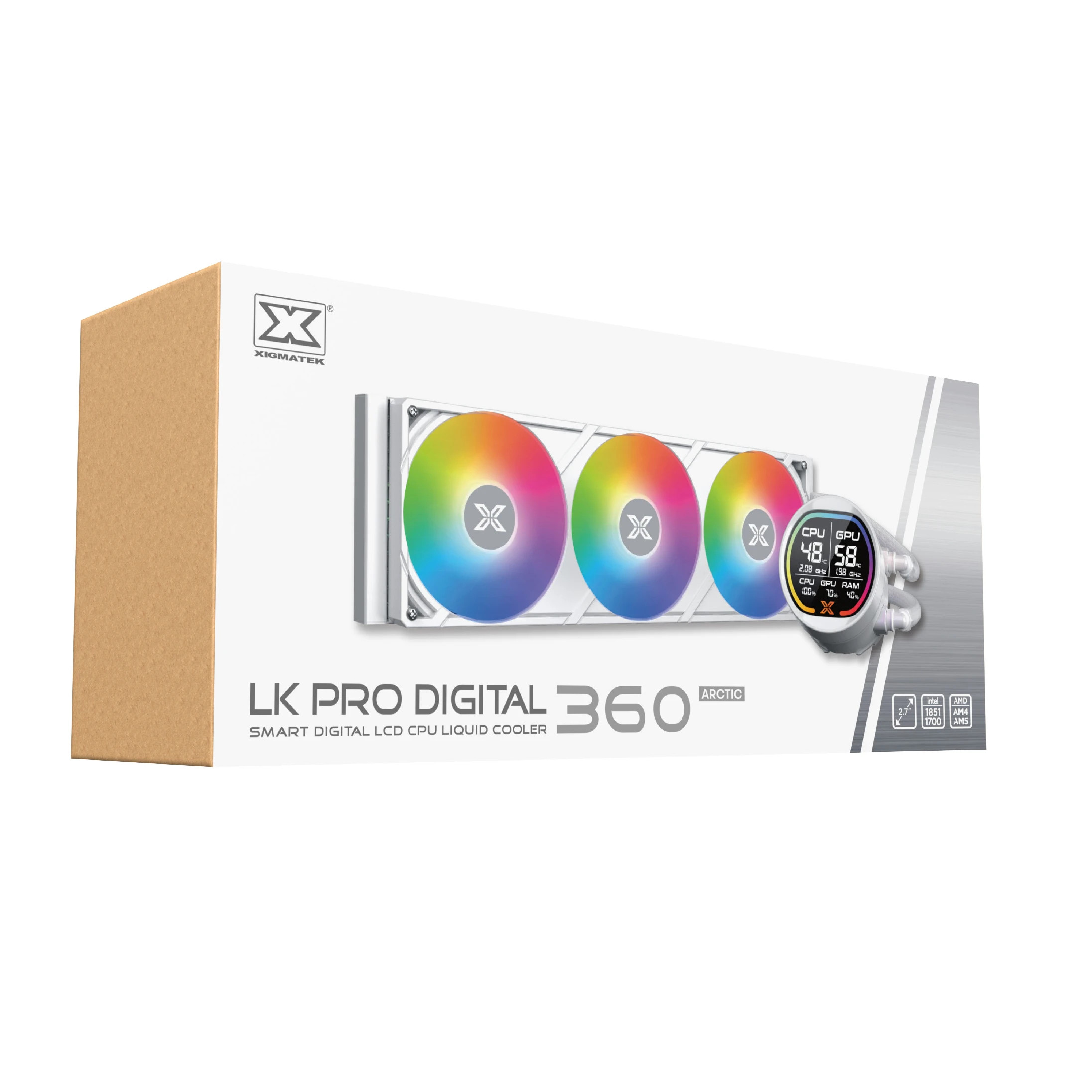Водно охлаждане за процесор Xigmatek LK Pro 360 Digital Arctic, 360mm, 2.7" LCD дисплей - EN47411 - 10