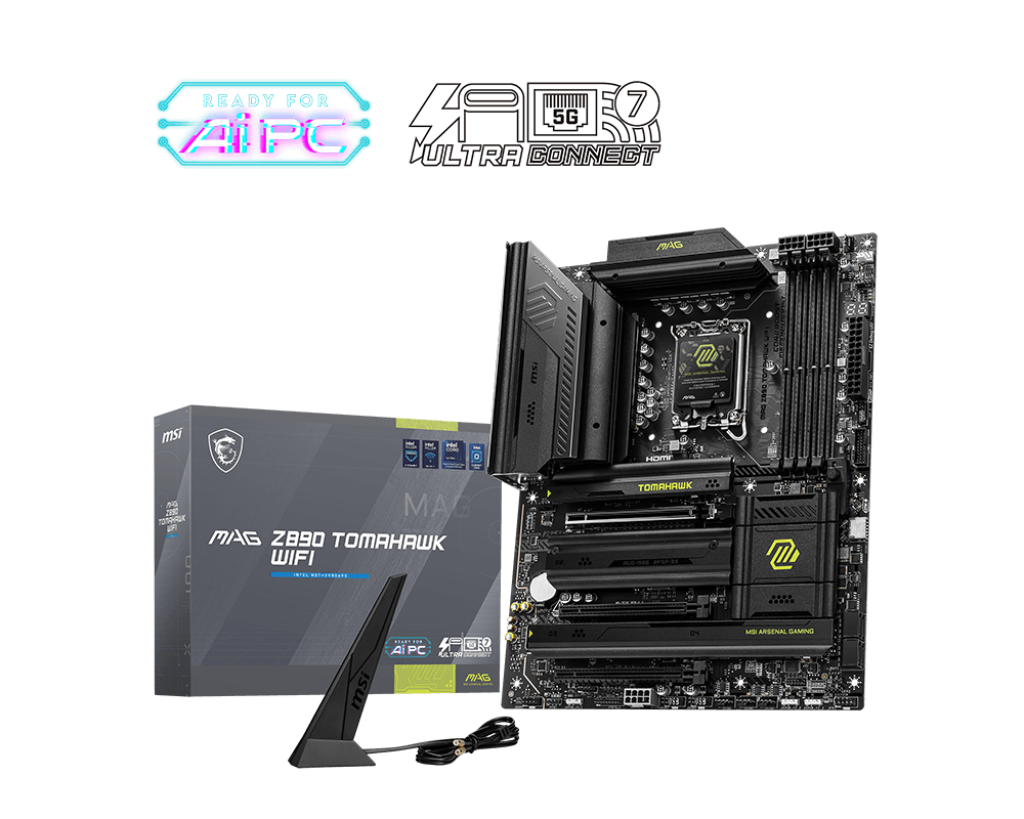 Дънна платка MSI MAG Z890 TOMAHAWK WIFI, LGA1851, 4x DDR5, 4x SATA3, 4x M.2, WiFi 7 - 911-7E32-003