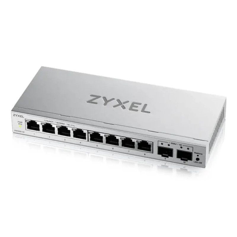 Суич ZyXEL GS-1200-10 V3, 8x1000Mbps PoE портове + 2x Gigabit Combo (SFP/RJ-45), Управляем - GS1200-10V3-EU0101F - 1