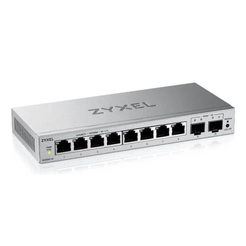 Суич ZyXEL GS-1200-10 V3, 8x1000Mbps PoE портове + 2x Gigabit Combo (SFP/RJ-45), Управляем - GS1200-10V3-EU0101F - 2