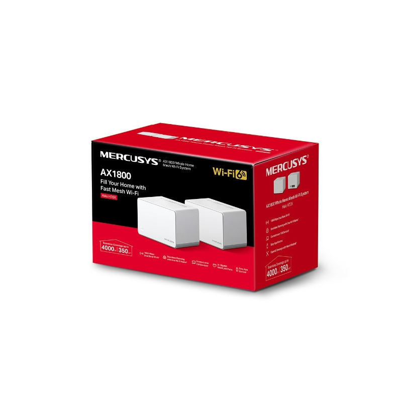 Безжична Wi-Fi 6 Mesh система Mercusys Halo H70X(2-pack), AX1800 - 8