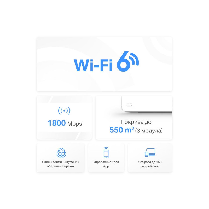 Безжична мрежна система Mercusys Halo H70X (3-pack), Wi-Fi 6 AX1800 - 3