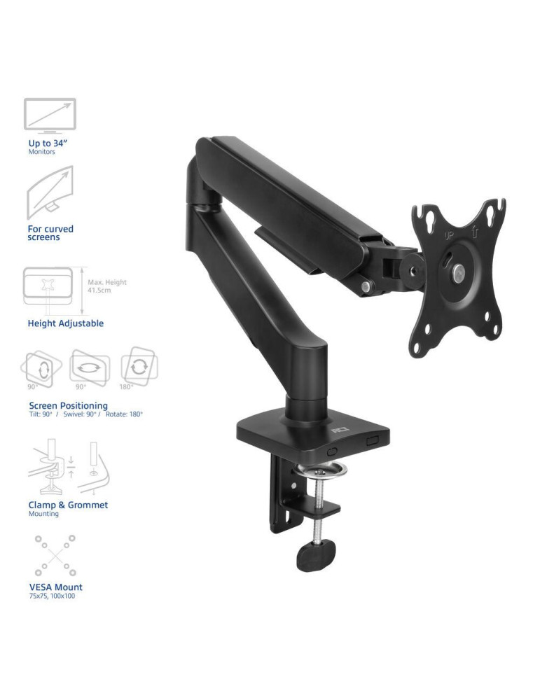 Стойка за монитор ACT AC8313, 17" - 34", регулируема, газова пружина - AC8313 - 2