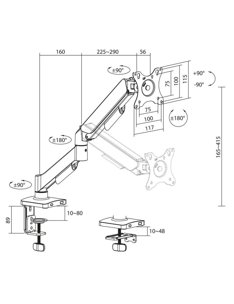 Стойка за монитор ACT AC8313, 17" - 34", регулируема, газова пружина - AC8313 - 8