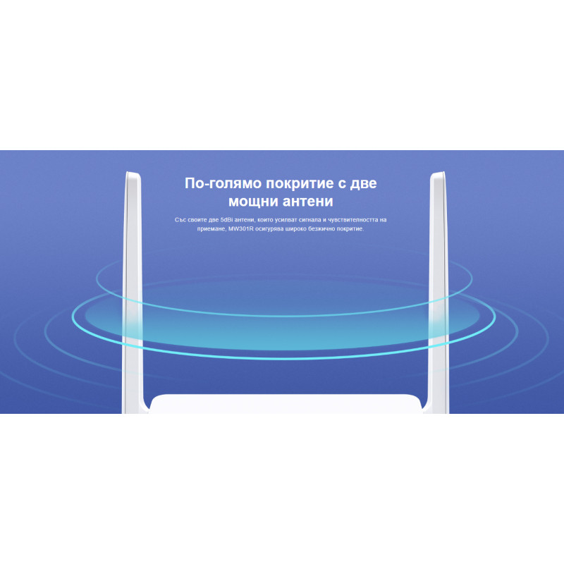 Безжичен рутер Mercusys MW301R, 300 Mbps, 2.4 GHz, 2x 5dBi антени - 3