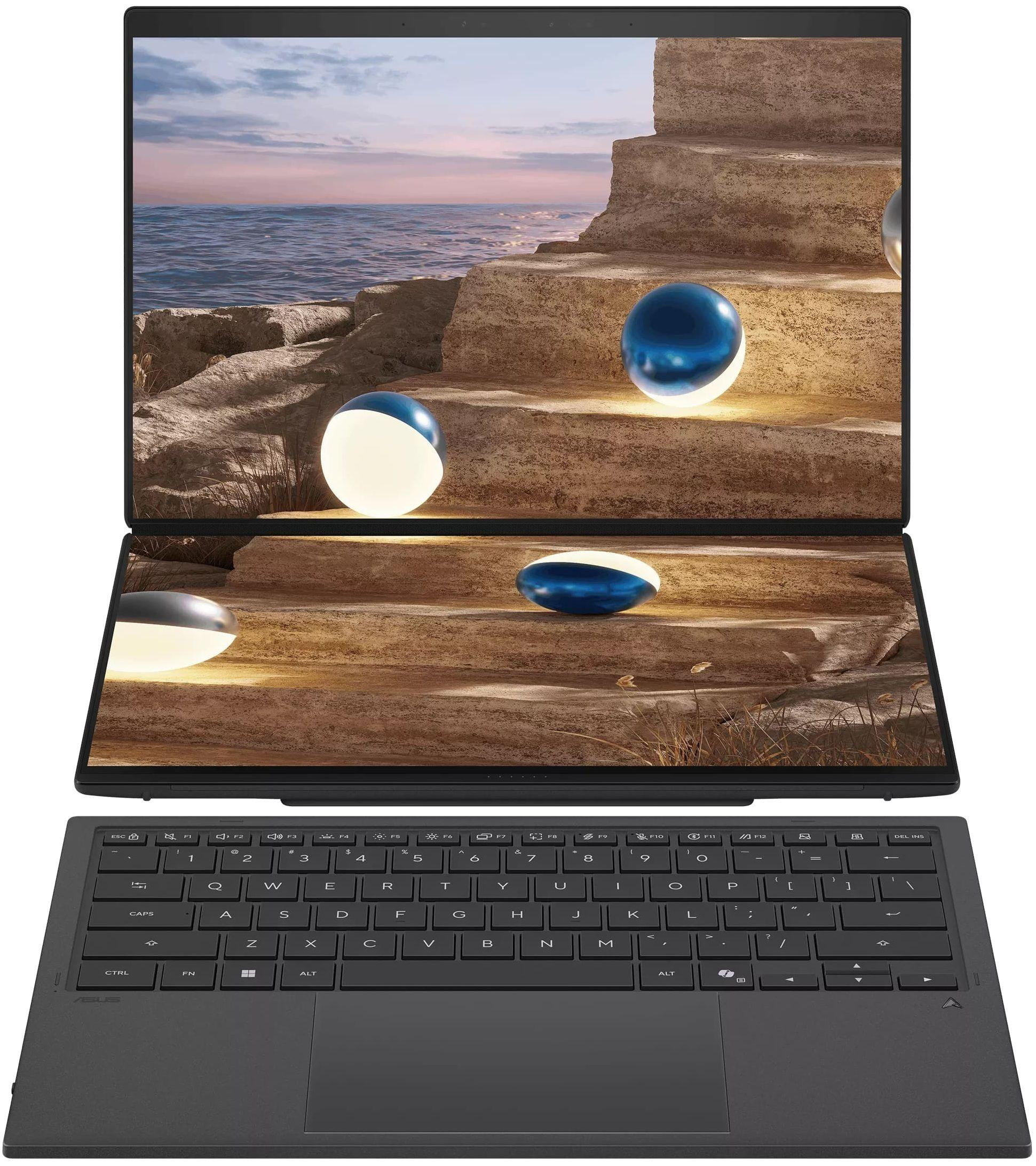 Лаптоп ASUS Zenbook Duo UX8407AA-SN130X, 14" OLED 3K Touch, Intel Core Ultra 9 386H, 32GB LPDDR5X, 2TB SSD, Windows 11 Pro - 90NB16V1-M009M0 - 1