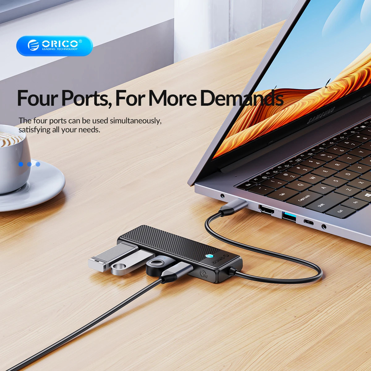 USB хъб Orico PAPW2AC-C3-05-BK, 2x USB 3.0 + 2x USB-C 3.1 - PAPW2AC-C3-05-BK-EP - 3