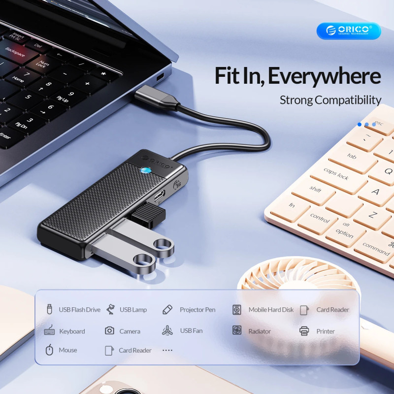 USB хъб Orico PAPW2AC-C3-05-BK, 2x USB 3.0 + 2x USB-C 3.1 - PAPW2AC-C3-05-BK-EP - 6