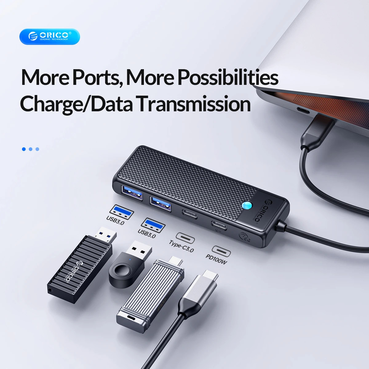 USB хъб Orico PAPW2AC-C3-05-BK, 2x USB 3.0 + 2x USB-C 3.1 - PAPW2AC-C3-05-BK-EP - 9
