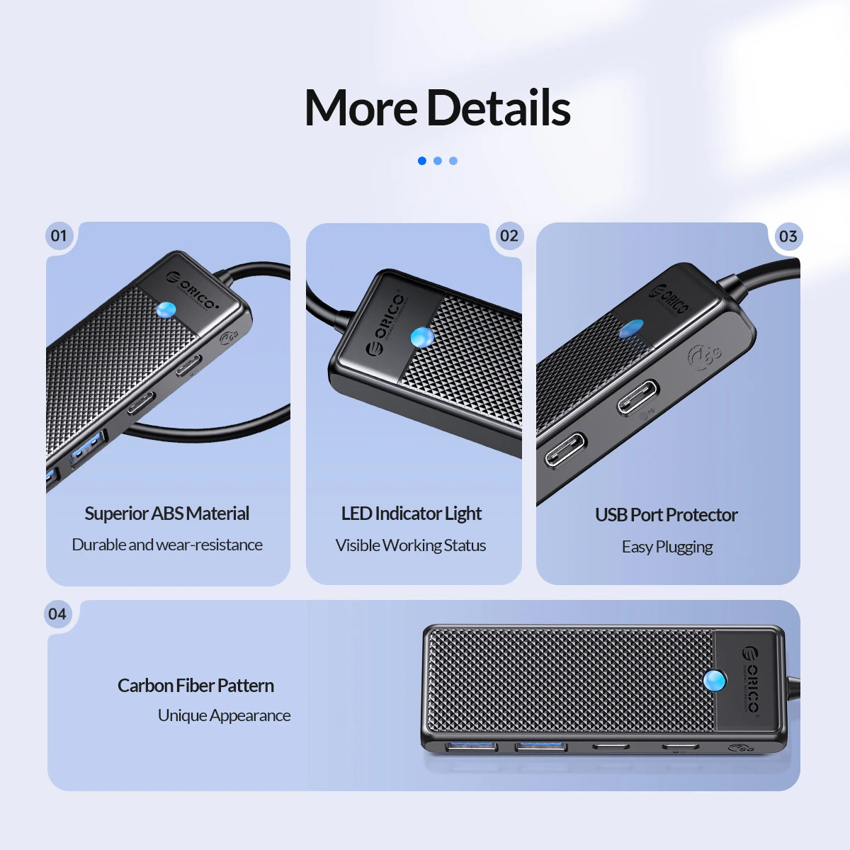 USB хъб Orico PAPW2AC-C3-05-BK, 2x USB 3.0 + 2x USB-C 3.1 - PAPW2AC-C3-05-BK-EP - 11