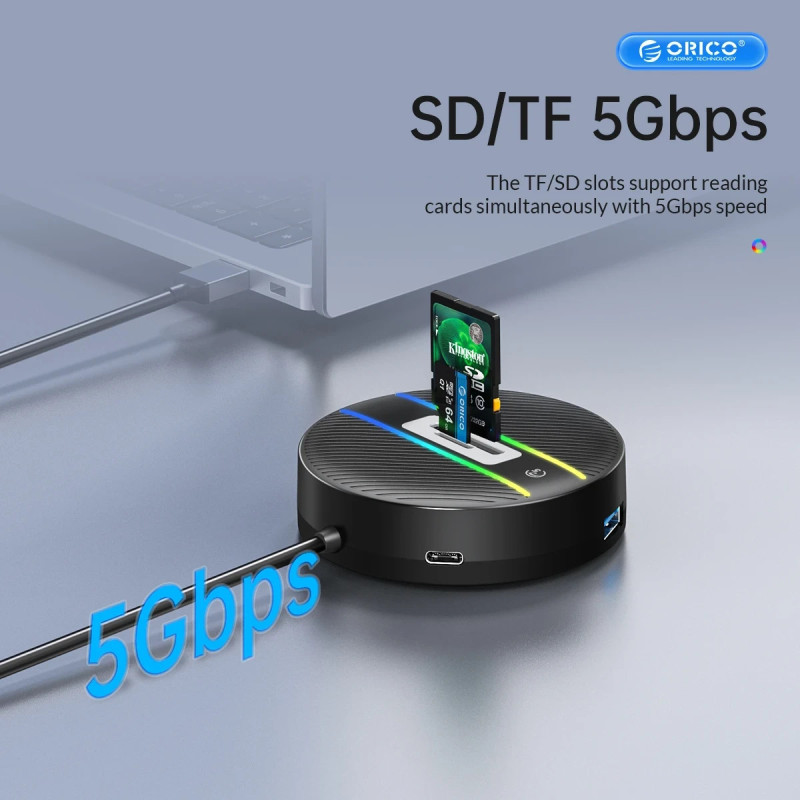 USB хъб Orico YS4-C3-03-WH, 4 порта USB 3.0, аудио/микрофон жак 3.5мм- YS4-C3-03-WH-BP - 7