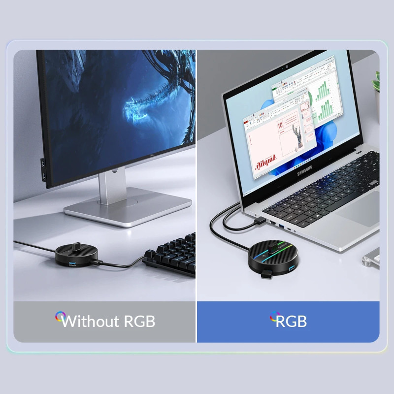 USB хъб Orico YS4-C3-03-WH, 4 порта USB 3.0, аудио/микрофон жак 3.5мм- YS4-C3-03-WH-BP - 8