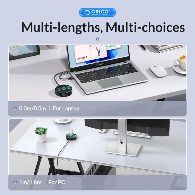 USB хъб Orico YS4-C3-03-WH, 4 порта USB 3.0, аудио/микрофон жак 3.5мм- YS4-C3-03-WH-BP - 9