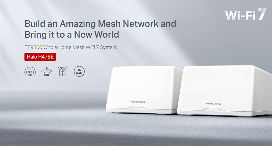 Безжична Wi-Fi 7 Mesh система Mercusys Halo H47BE, BE9300, 2-pack - 6