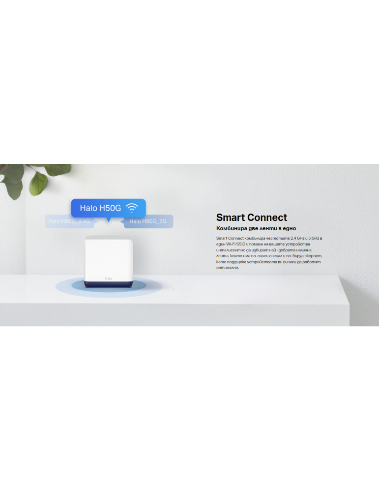 Безжична Wi-Fi Mesh система Mercusys Halo H50G (2-pack), AC1900, 2.4GHz 600Mbps, Вътрешни антени - 12