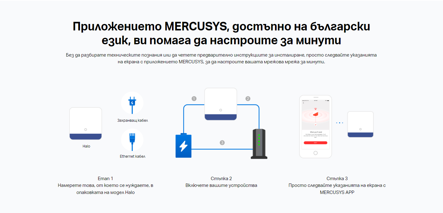 Безжична Wi-Fi Mesh система Mercusys Halo H50G (2-pack), AC1900, 2.4GHz 600Mbps, Вътрешни антени - 17