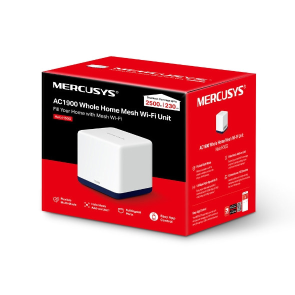 Безжична Wi-Fi Mesh система Mercusys Halo H50G (2-pack), AC1900, 2.4GHz 600Mbps, Вътрешни антени - 20