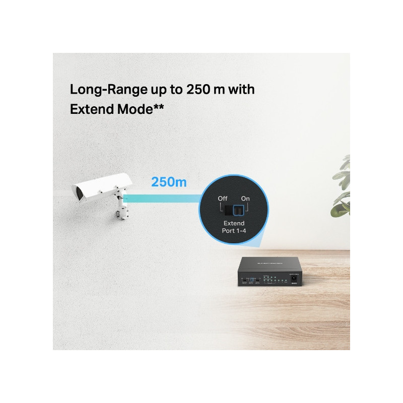 Мрежов комутатор Mercusys MS106LP, 6 портa 10/100 Mbps с 4 PoE+ - 6