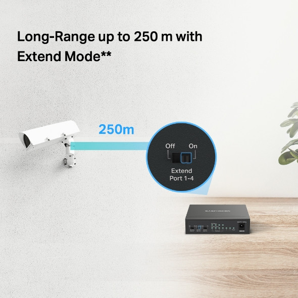 Мрежов комутатор Mercusys MS106LP, 6 портa 10/100 Mbps с 4 PoE+ - 6