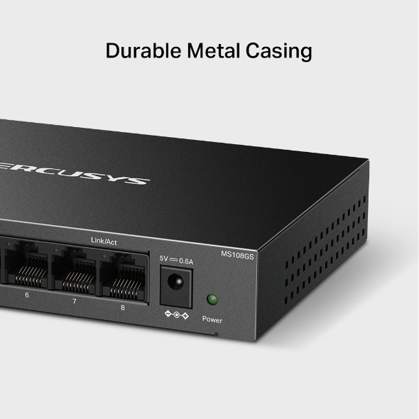 Мрежов комутатор Mercusys MS108GS, 8 портова, 1Gbps - 5