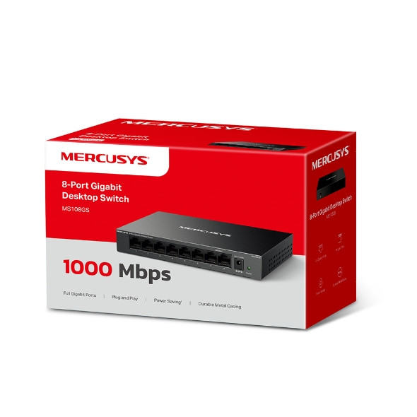 Мрежов комутатор Mercusys MS108GS, 8 портова, 1Gbps - 6