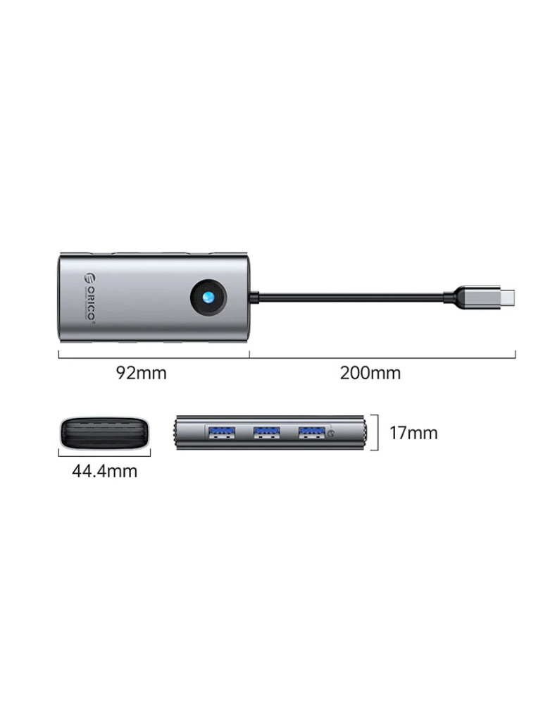 Докинг станция Orico PW11-6P25R-GY-BP, Type-C, HDMI, USB-A x3, RJ45 2.5Gbps, PD 100W - PW11-6P25R-GY-BP - 2